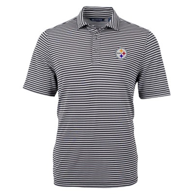 Pittsburgh Steelers Cutter & Buck Black Virtue Eco Pique Stripe Recycled Polo