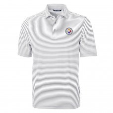 Pittsburgh Steelers Cutter & Buck Gray Virtue Eco Pique Stripe Recycled Polo
