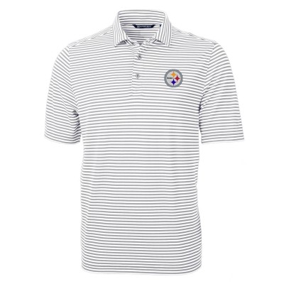 Pittsburgh Steelers Cutter & Buck Gray Virtue Eco Pique Stripe Recycled Polo