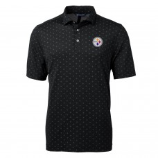 Pittsburgh Steelers Cutter & Buck Black Virtue Eco Pique Tile Print Polo