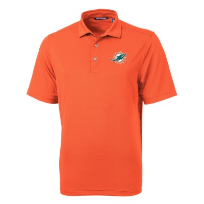 Miami Dolphins Cutter & Buck Orange Virtue Eco Pique Recycled Polo