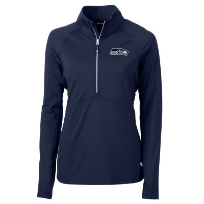 Женская Seattle Seahawks Cutter & Buck College Navy Adapt Eco Knit Half-Zip Pullover Jacket