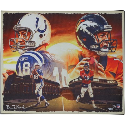 Unsigned Indianapolis Colts & Denver Broncos Peyton Manning Fanatics Authentic Stretched 20 x 24 Giclee - Created and Signed by Artist Brian Konnick - Limited Edition of 25