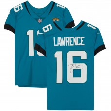 Autographed Jacksonville Jaguars Trevor Lawrence Fanatics Authentic Nike Teal Elite Jersey