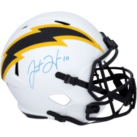 Autographed Los Angeles Chargers Justin Herbert Fanatics Authentic Riddell Lunar Eclipse Alternate Speed Replica Helmet