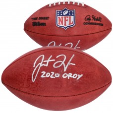 Autographed Los Angeles Chargers Justin Herbert Fanatics Authentic Duke Football with 2020 OROY Inscription