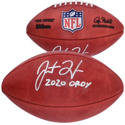 Autographed Los Angeles Chargers Justin Herbert Fanatics Authentic Duke Football with 2020 OROY Inscription