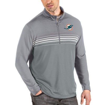 Miami Dolphins Antigua Steel/Gray Pace Quarter-Zip Pullover Jacket
