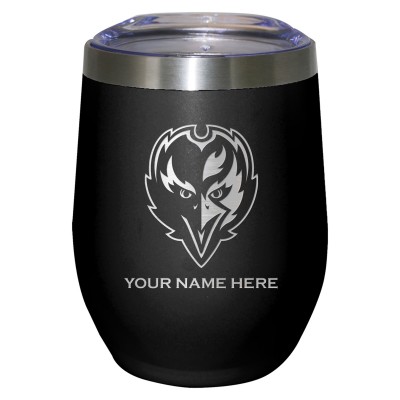 Baltimore Ravens Black 12oz. Personalized Etched Stemless Tumbler