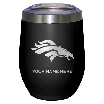 Denver Broncos Black 12oz. Personalized Etched Stemless Tumbler