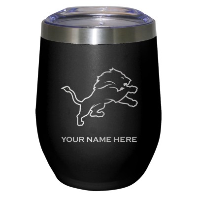 Detroit Lions Black 12oz. Personalized Etched Stemless Tumbler