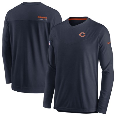 Футболка Chicago Bears Nike Sideline Coach Chevron Lock Up Long Sleeve V-Neck Performance - Navy
