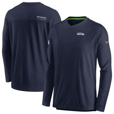 Футболка Seattle Seahawks Nike Sideline Coach Chevron Lock Up Long Sleeve V-Neck Performance - Navy