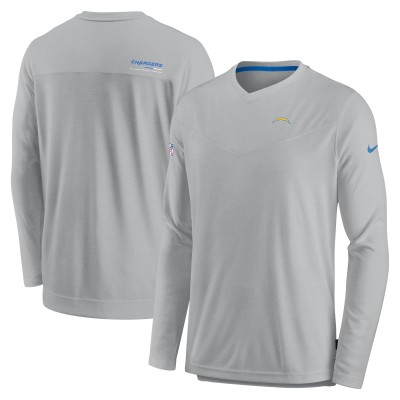 Футболка Los Angeles Chargers Nike Sideline Coach Chevron Lock Up Long Sleeve V-Neck Performance - Gray