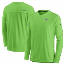 Футболка Seattle Seahawks Nike Sideline Coach Chevron Lock Up Long Sleeve V-Neck Performance - Neon Green