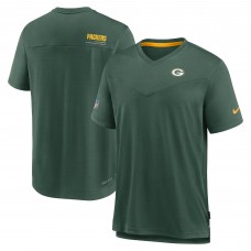 Футболка Green Bay Packers Nike Sideline Coach Chevron Lock Up Logo V-Neck Performance - Heather Kelly Green