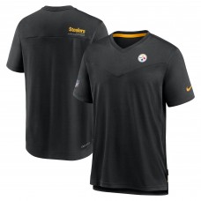 Футболка Pittsburgh Steelers Nike Black Sideline Coach Chevron Lock Up Logo V-Neck Performance