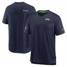 Футболка Seattle Seahawks Nike Sideline Coach Chevron Lock Up Logo V-Neck Performance - Heather Navy