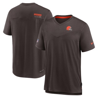 Футболка Cleveland Browns Nike Sideline Coach Chevron Lock Up Logo V-Neck Performance - Brown