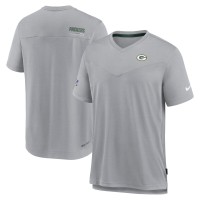 Футболка Green Bay Packers Nike Sideline Coach Chevron Lock Up Logo V-Neck Performance - Gray