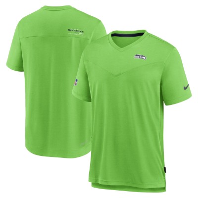 Футболка Seattle Seahawks Nike Sideline Coach Chevron Lock Up Logo V-Neck Performance - Neon Green