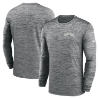 Seattle Seahawks Nike Gray Sideline Velocity Athletic Stack Performance Long Sleeve T-Shirt