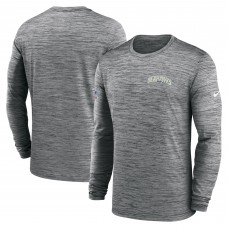 Seattle Seahawks Nike Gray Sideline Velocity Athletic Stack Performance Long Sleeve T-Shirt