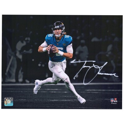 Autographed Jacksonville Jaguars Trevor Lawrence Fanatics Authentic 11 x 14 Spotlight Roll Out Photograph