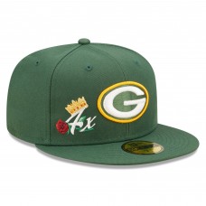 Бейсболка Green Bay Packers New Era Crown 4x Super Bowl Champions 59FIFTY - Green