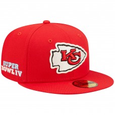 Бейсболка Kansas City Chiefs New Era Super Bowl IV Pop Sweat 59FIFTY - Red