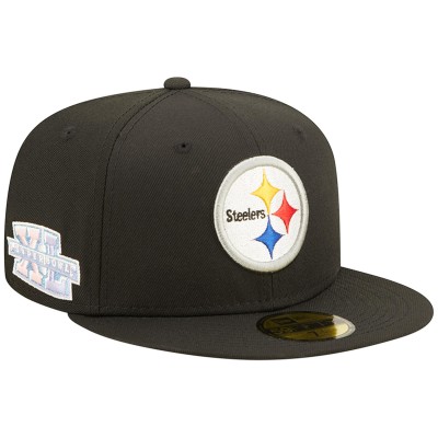 Бейсболка Pittsburgh Steelers New Era Super Bowl XL Pink Pop Sweat 59FIFTY - Black