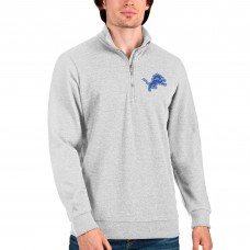 Detroit Lions Antigua Action Quarter-Zip Pullover Sweatshirt - Heathered Gray