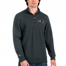New England Patriots Antigua Action Quarter-Zip Pullover Sweatshirt - Heathered Charcoal