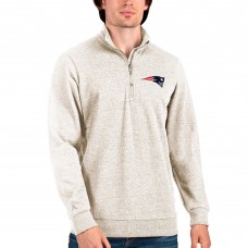 New England Patriots Antigua Action Quarter-Zip Pullover Sweatshirt - Oatmeal