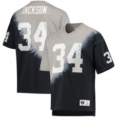 Футболка Bo Jackson Las Vegas Raiders Mitchell & Ness Retired Player Name & Number Diagonal Tie-Dye V-Neck - Black/Silver