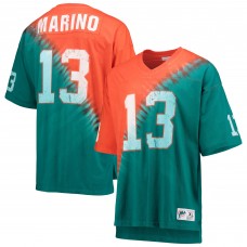 Miami Dolphins Dan Marino Mitchell & Ness Orange/Aqua Retired Player Name & Number Diagonal Tie-Dye V-Neck T-Shirt