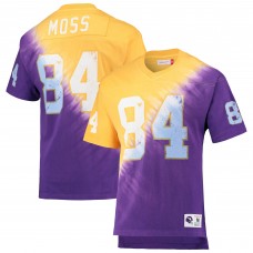 Галстук Футболка Randy Moss Minnesota Vikings Mitchell & Ness Retired Player Name & Number Diagonal-Dye V-Neck - Gold/Purple
