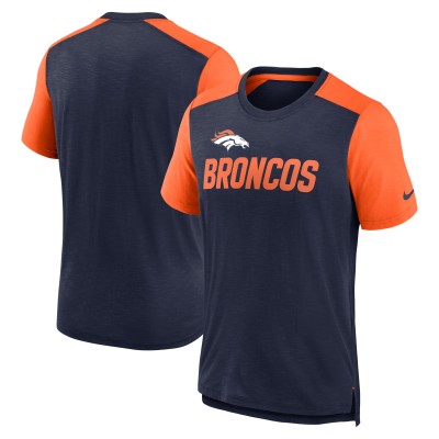 Футболка Denver Broncos Nike Color Block Team Name - Heathered Navy/Heathered Orange