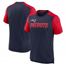 Футболка New England Patriots Nike Color Block Team Name - Heathered Navy/Heathered Red
