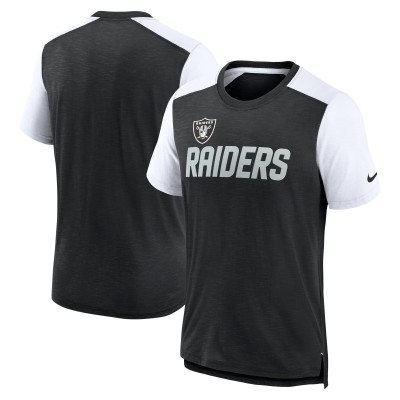Футболка Las Vegas Raiders Nike Color Block Team Name - Heathered Black/White