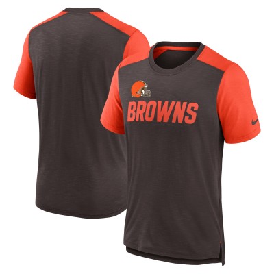 Футболка Cleveland Browns Nike Color Block Team Name - Heathered Brown/Heathered Orange