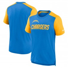 Футболка Los Angeles Chargers Nike Color Block Team Name - Heathered Powder Blue/Heathered Gold