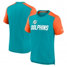 Футболка Miami Dolphins Nike Color Block Team Name - Heathered Aqua/Heathered Orange