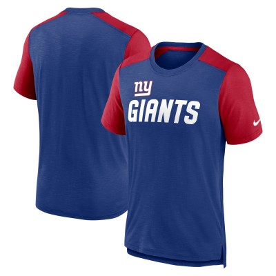 Футболка New York Giants Nike Color Block Team Name - Heathered Royal/Heathered Red