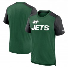 Футболка New York Jets Nike Color Block Team Name - Heathered Green/Heathered Black