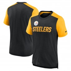 Футболка Pittsburgh Steelers Nike Heathered Black/Heathered Gold Color Block Team Name