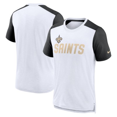 Футболка New Orleans Saints Nike White/Heathered Black Color Block Team Name