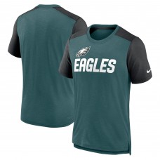 Футболка Philadelphia Eagles Nike Color Block Team Name - Heathered Midnight Green/Heathered Black