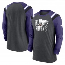 Футболка Baltimore Ravens Nike Tri-Blend Raglan Athletic Long Sleeve Fashion - Heathered Charcoal/Purple