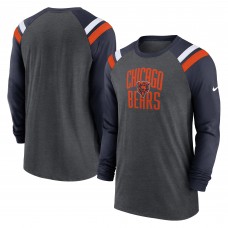 Футболка Chicago Bears Nike Tri-Blend Raglan Athletic Long Sleeve Fashion - Heathered Charcoal/Navy